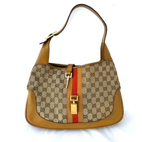 Gucci Beige and Brown Hobo Bag with Red Stripe - Picture 4 of 12
